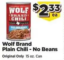 Food Town Wolf Brand Plain Chili - No Beans offer