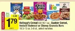 Shaw's Kellogg's Cereal or Quaker Cereal, Instant Oatmeal or Chewy Granola Bars offer