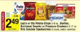 Shaw's Lay's or Utz Potato Chips, Doritos, Bachman Snacks or Premium Crackers offer