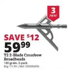 Rural King T2 2-Blade Crossbow Broadheads offer