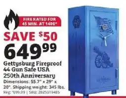 Rural King Gettysburg Fireproof 44 Gun Safe USA offer