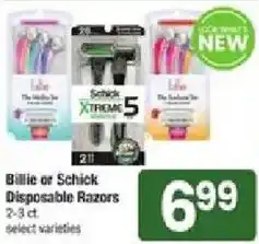 Shaw's Billie or Schick Disposable Razors offer