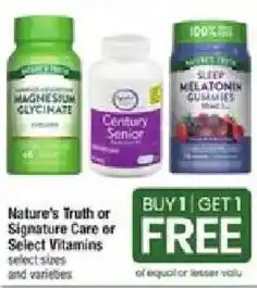 Shaw's Nature's Truth or Signature Care Vitamins offer