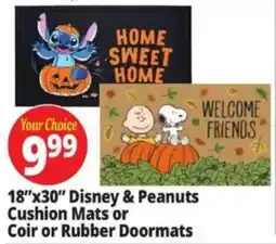 Ocean State Job Lot Disney & Peanuts Cushion Mats or Coir or Rubber Doormats offer