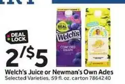 Stop&Shop Welch's Juice or Newman's Own Ades offer