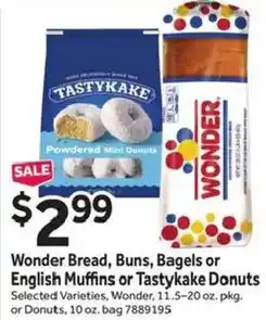 Stop&Shop Wonder Bread, Buns, Bagels or English Muffins or Tastykake Donuts offer