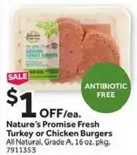 Stop&Shop Nature's Promise Fresh Turkey or Chicken Burgers offer