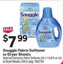 Stop&Shop Snuggle Fabric Softener or Dryer Sheets offer