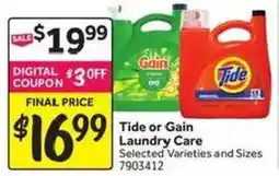 Stop&Shop Tide or Gain Laundry Care offer