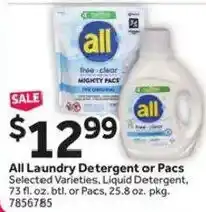 Stop&Shop All Laundry Detergent or Pacs offer