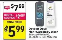Stop&Shop Dove or Dove Men+Care Body Wash offer
