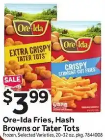 Stop&Shop Ore-Ida Fries, Hash Browns or Tater Tots offer