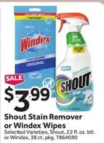 Stop&Shop Shout Stain Remover or Windex Wipes offer