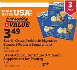 Rural King Sav-A-Chick Probiotic Digestive Support Poultry Supplement offer
