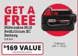 Rural King Milwaukee M18 RedLithium XC Battery offer