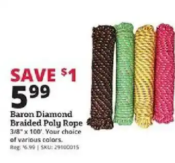 Rural King Baron Diamond Braided Poly Rope offer