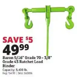 Rural King Baron ratchet load binder offer