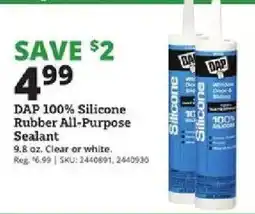 Rural King Dap 100% Silicone Rubber All-Purpose Sealant offer
