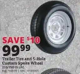 Rural King Trailer Tire and 5-Hole Custom Spoke Wheel offer