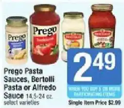 Shaw's Prego Pasta Sauces, Bertolli Pasta or Alfredo Sauce offer