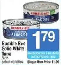 Shaw's Bumble Bee Solid White Tuna offer