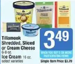 Shaw's Tillamook Shredded, Sliced or Cream Cheese or Ice Cream offer