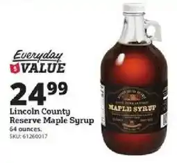 Rural King Everyday Value Lincoln County Reserve Maple Syrup offer
