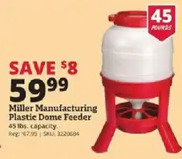 Rural King Miller Manufacturing Plastic Dome Feeder offer