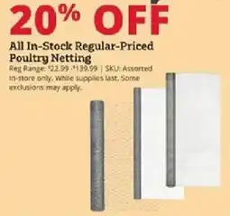 Rural King All In-Stock Regular-Priced Poultry Netting offer