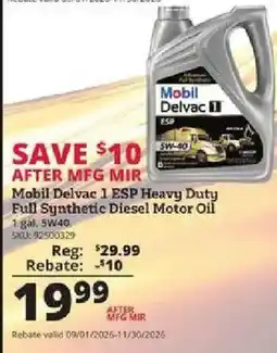 Rural King Mobil Delvac 1 ESP Heavy Duty Full Synthetic Diesel Motor Oil offer