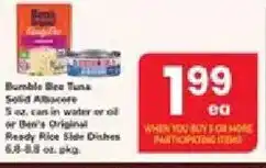 ACME Bumble Bee Tuna Solid Albacore or Ben's Original Ready Rice Side Dishes offer