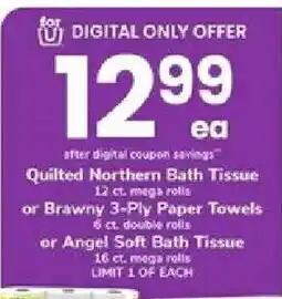 ACME Quilted Northern Bath Tissue or Brawny 3-Ply Paper Towels or Angel Soft Bath Tissue offer