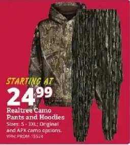 Rural King Realtree Camo Pants and Hoodies offer