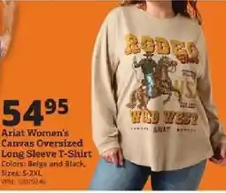 Rural King Ariat Women's Canvas Oversized Long Sleeve T-Shirt offer