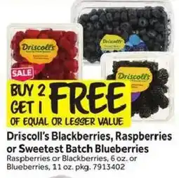 Stop&Shop Driscoll's Blackberries, Raspberries or Sweetest Batch Blueberries offer
