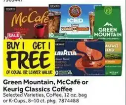 Stop&Shop Green Mountain, McCafé or Keurig Classics Coffee offer