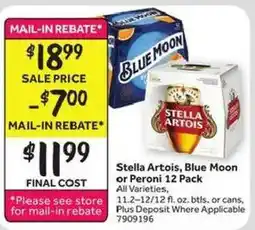 Stop&Shop Stella Artois, Blue Moon or Peroni 12 pack offer