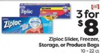 Ziploc Slider, Freezer, Storage, or Produce Bags