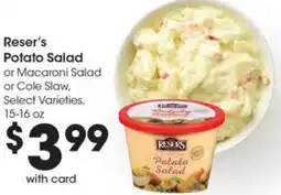 Gerbes Reser's Potato Salad or Macaroni Salad or Cole Slaw offer