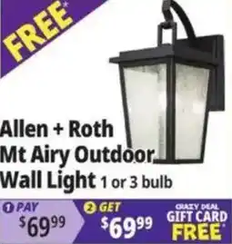 Ocean State Job Lot Allen + Roth Mt Airy Outdoor Wall Light offer