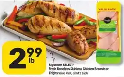 Randalls Signature Select Fresh Boneless Skinless Chicken Breasts or Thighs Value Pack offer