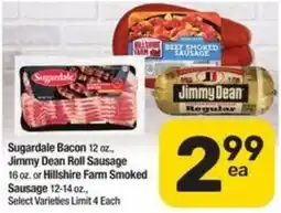 Randalls Sugardale Bacon, Jimmy Dean Roll Sausage or Hillshire Farm Smoked Sausage offer
