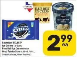 Randalls Signature Select Ice Cream or Blue Bell Ice Cream or Oreo Family Size offer