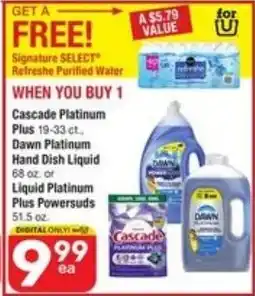 Randalls Cascade Platinum Plus Hand Dish Liquid or Liquid Platinum Plus Powersuds offer