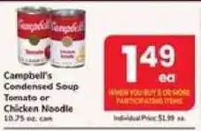 Safeway Campbell's Condensed Soup Tomato or Chicken Noodle offer