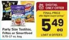 Safeway Party Size Tostitos, Fritos or Smartfood offer