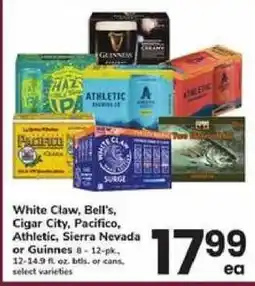 Safeway White Claw, Bell's, Cigar City, Pacifico, Athletic, Sierra Nevada or Guinness offer