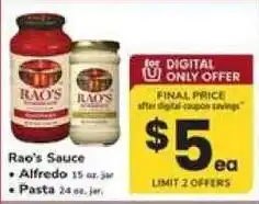 Safeway Rao's Sauce offer