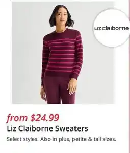 JC Penney Liz Claiborne Sweaters offer