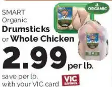 Harris Teeter Smart Organic Drumsticks or Whole Chicken offer